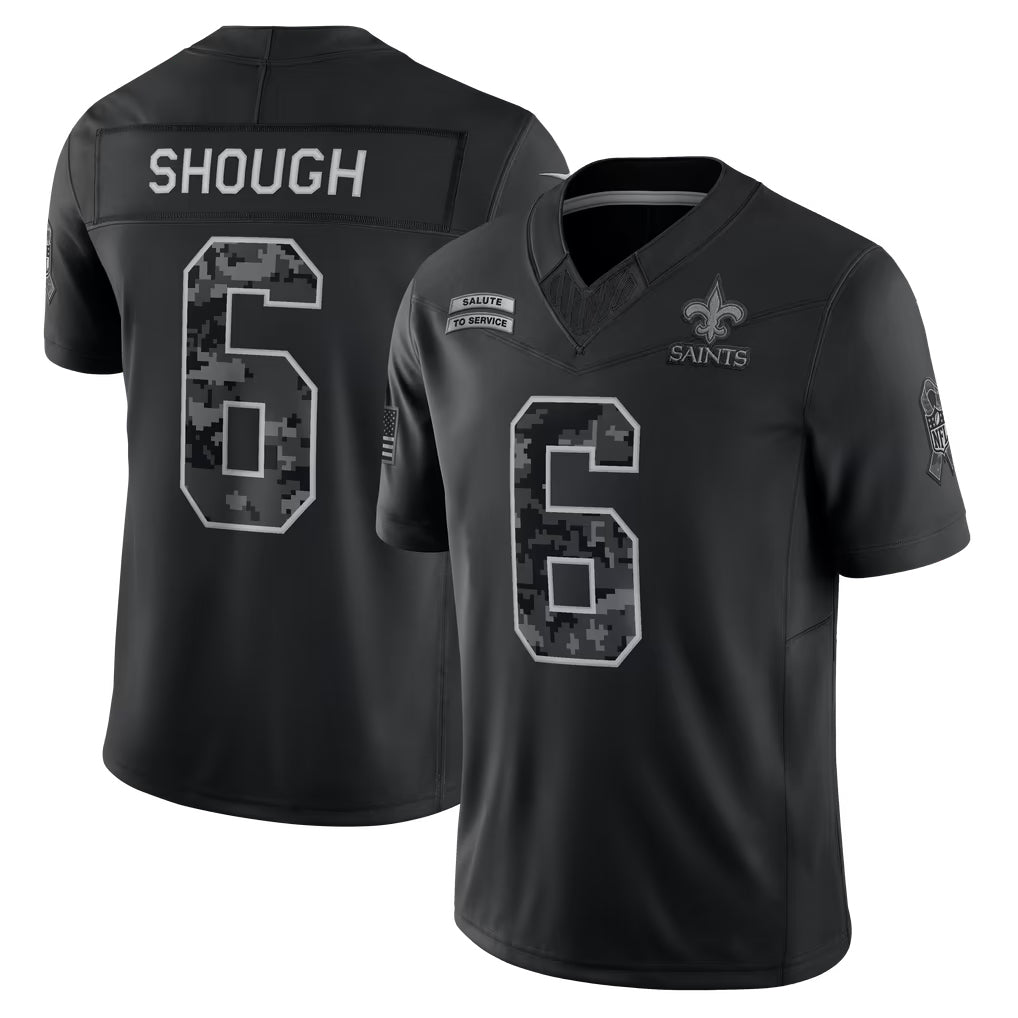 BIPIHUC NO.Saints #6 Tyler Shough Player Black Limited 2026 Salute to Service Home Game Stitched Jerseys